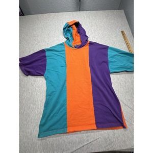 Vintage‎ Casual Basics Ferruche Hoodie Color Blocked Pullover Shirt L